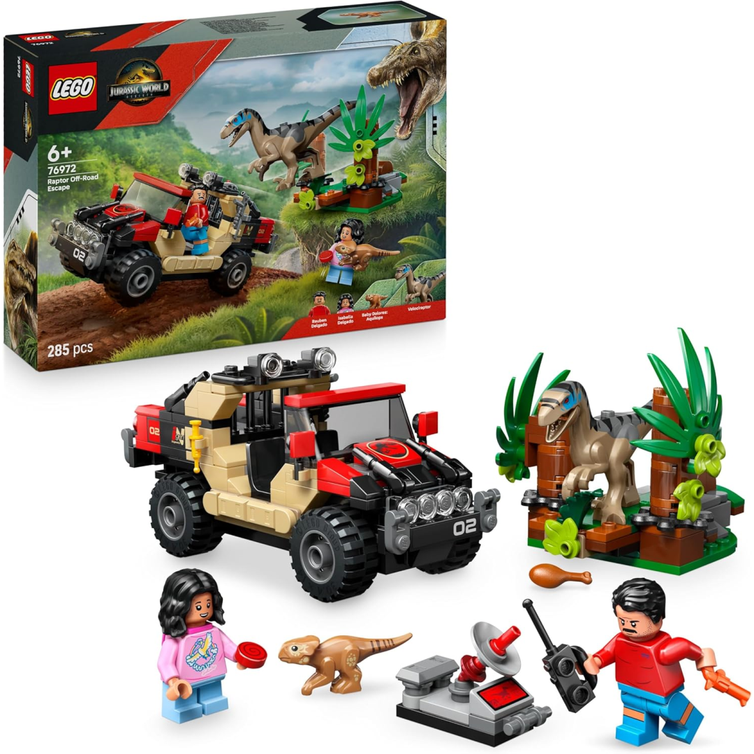 Lego Jurassic World 76972 Raptor Off-Road Escape Dinosaur Toy Playset