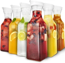 Plastic Juice Carafe with Lids (Set of 6) 50 Oz Carafes for Mimosa Bar, Drink Pi