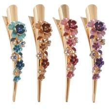 Set of 4 Large Metal Alloy Alligator Sectioning Clips for Women and Girls - P...