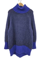 Noname Mohair/Wool Turtleneck Sweater Dress Womens S Blue Oversized