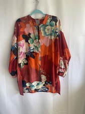 Johnny Was Silk Floral Button Collared Blouse Multicolor Women's Size S