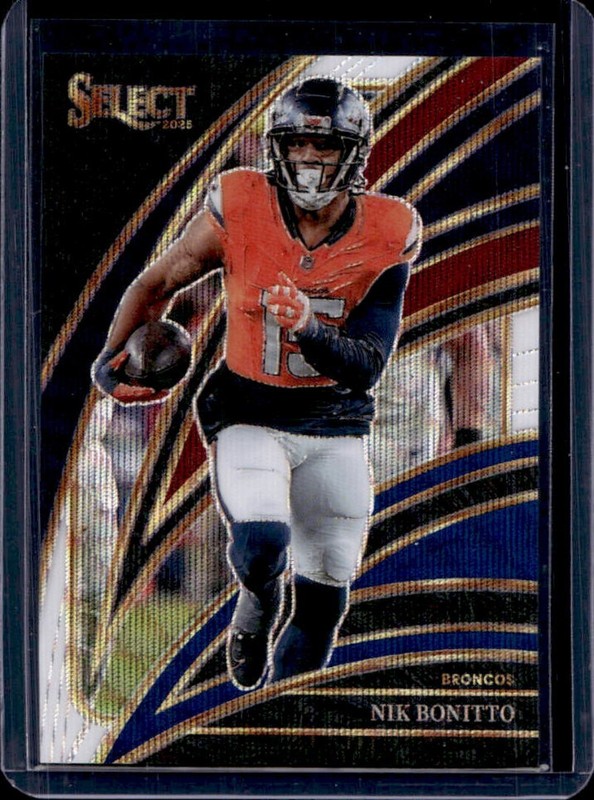 2025 Panini Select Nik Bonitto Club Level Tri-Color Prizm #/249 Broncos