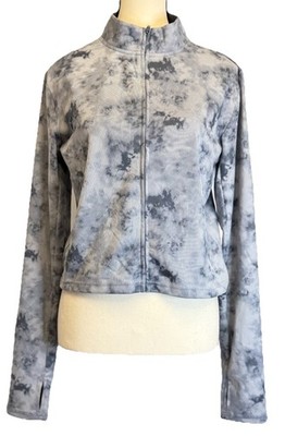 Harmony Balance Women s Workout Tie Dye Ribbed Zip Jacket Thumbholes Stretch Lg