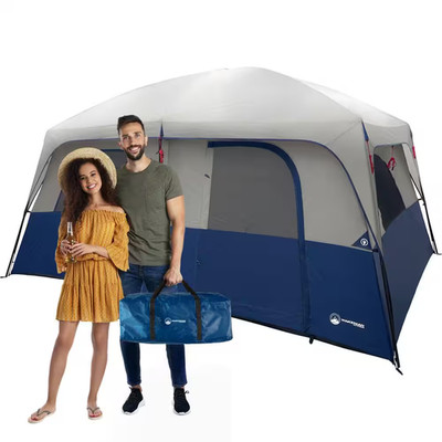 10-Person Large Family Outdoor Camping Tent - with 2-Doors, Room Divider, 4 Scre