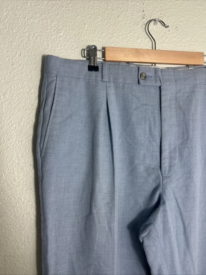 Vintage Arrow Brigade Baby Blue Cotton Linen Dress Pants Mens Size 38x31 - Image 4 of 4