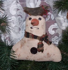 PRIMITIVE SNOWMAN & CROW ORNIE TUCK MAILED PATTERN ORNAMENT SITTER PRIM PERFECT