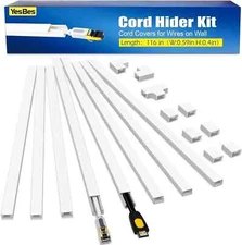 116In Cord Hider Kit, Cord Covers for Wires on Wall, Cord Hider for Wall Mount T