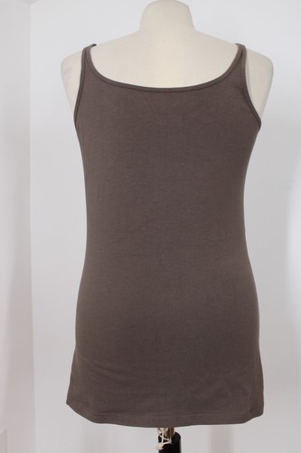 Eddie Bauer M Brown Cotton Stretch Silk Ruffle Trim Tank Top - Picture 4 of 8