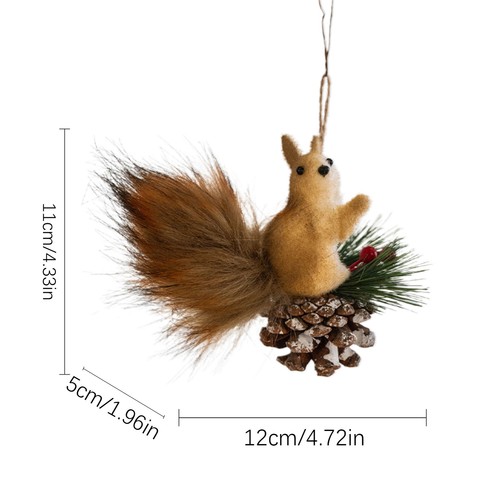 New Christmas Tree Ornaments Simulation Squirrel Figurine Pendant Xmas Decor - Picture 6 of 16