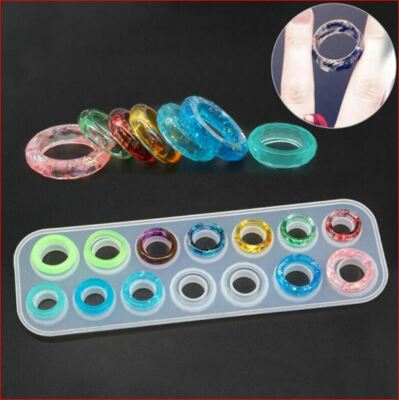 14 Ring Bands Silicone Mold 7 Sizes Resin Crafts Jewelry DIY 14mm-20mm Diameter