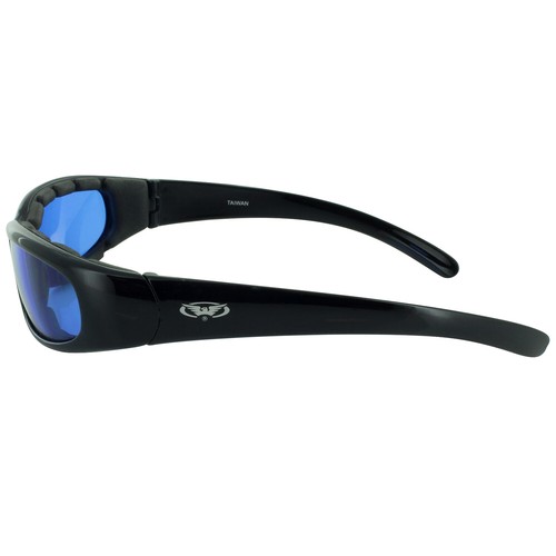 Global Vision Chicago Padded Riding Glasses (Black Frame/Blue Lens) - Picture 3 of 7
