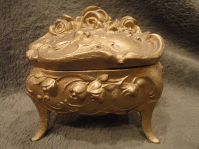 JB Victorian Pot Metal Jewelry Box Trinket Floral Roses Vintage | eBay