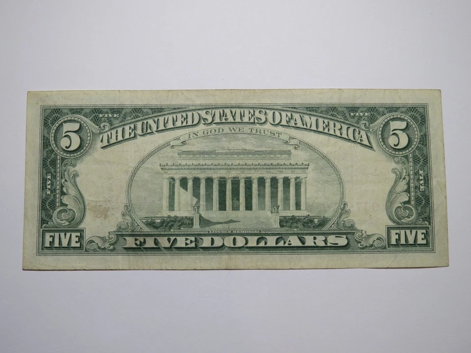 $5 1963 Red Seal Radar Star Serial Number Legal Tender Currency Note Bank Bill - Image 2 of 2