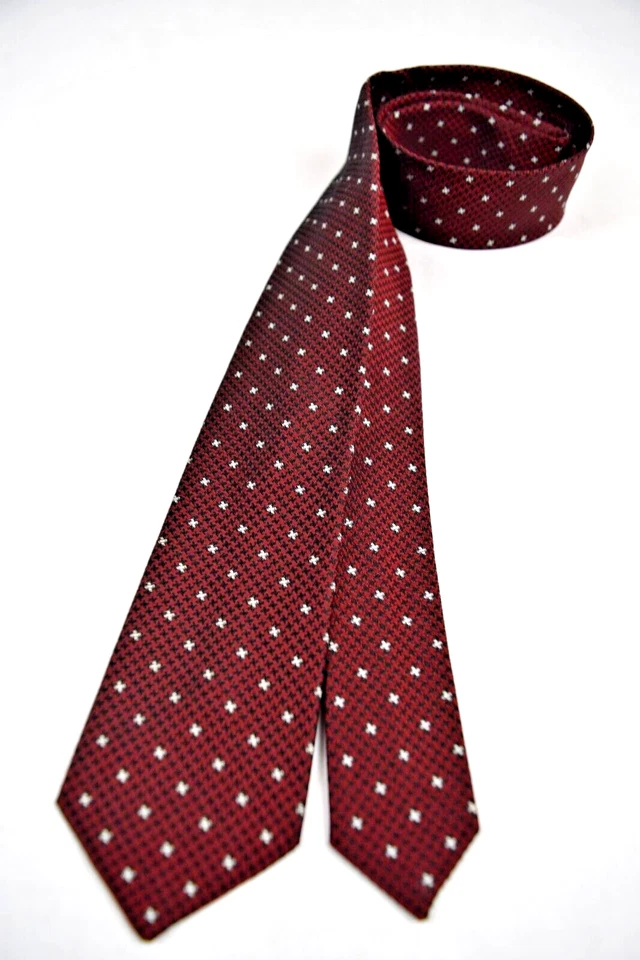 Neck Tie VTG 50s 60s Haband's Carmine Red Starry Night Acetate Tie 52" x 2.5" - Image 2 of 4