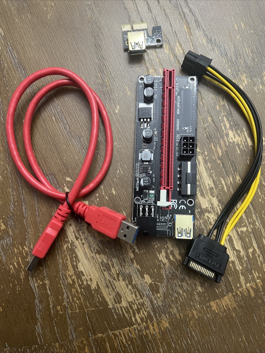 PCIe X1 to X16 Riser, PCE164P-N08 VER009S, 6 Pin for