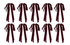 My Texas House 10 Pack Burgundy Velvet Christmas Draped Tree Bow, 12 Inches