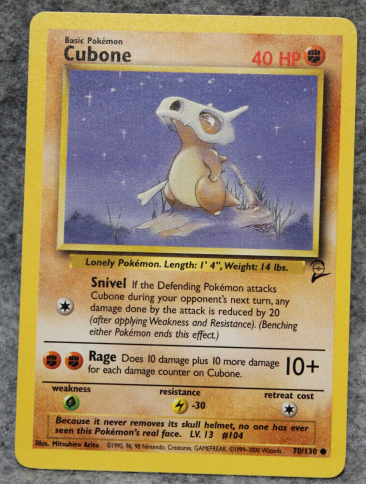 Pokemon TCG Cubone Base Set 2 Common Card 70/130 LP