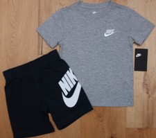 Nike Boy 2 Piece T-Shirt  Shorts Set  Gray, Midnight Blue  White  Size 4
