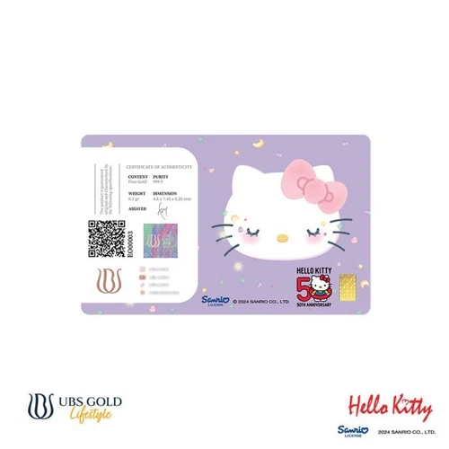 Sanrio Hello Kitty 0.1 克金条卡 24K 999.9 限量版官方 - 第 3 张/共 7 张