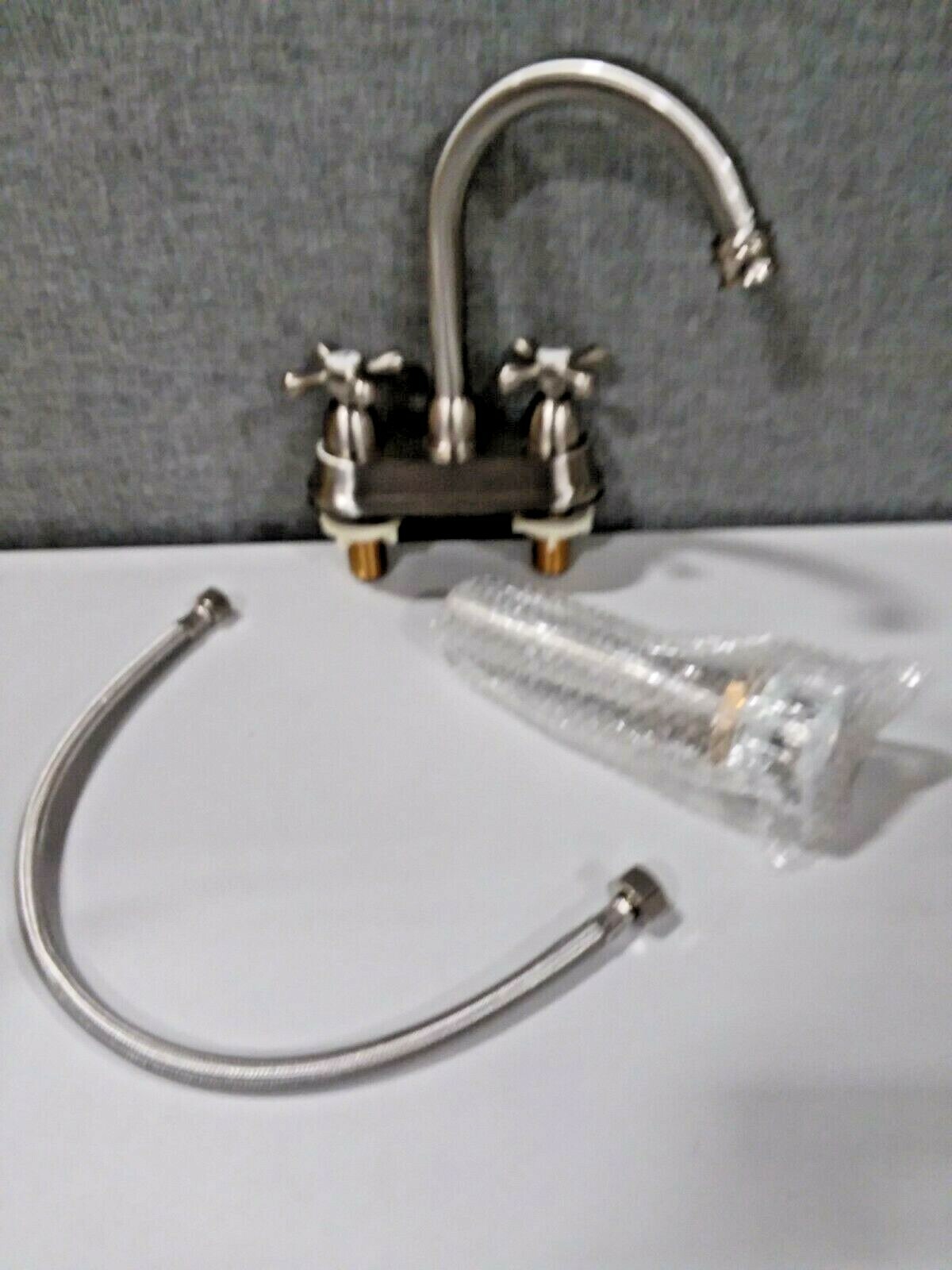VAPSINT Bathroom Two Handle Stainless Steel Centerset Faucet brushed Nickel