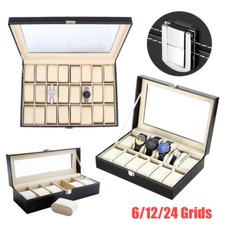 12/24 Grids Slot Watch Display Storage Box Jewelry Collection Case Organiser