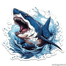 Shark Wave Bite, Vinyl Decal Sticker, Indoor Outdoor, 3 Sizes, #9507