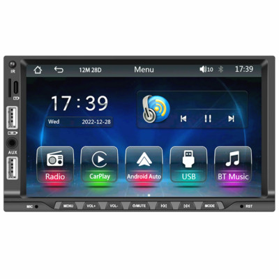 7in 2 Din Car Radio Bluetooth Stereo MP5 Player FM Carplay Android Auto AUX USB