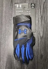 Under Armour UA Clean Up Youth Batting Gloves Black Blue Youth Medium New JP/JCH