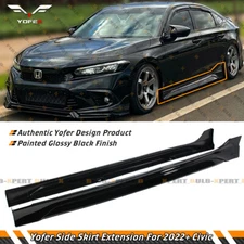 For 2022-26 Honda Civic Sedan & Hatchback Yofer Gloss Black Side Skirt Extension