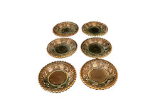 Rare Set of 6 Saucers Clear Glass Floral Decorative Crystal Platters Handcrafted