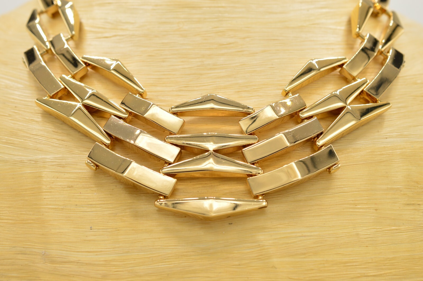 Designer Heavy Costume Statement Collar Necklace Gold… Gem