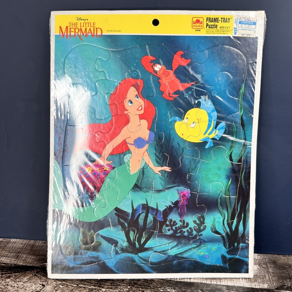 Vintage Disney's The Little Mermaid Golden Frame Tray Puzzle 4049B