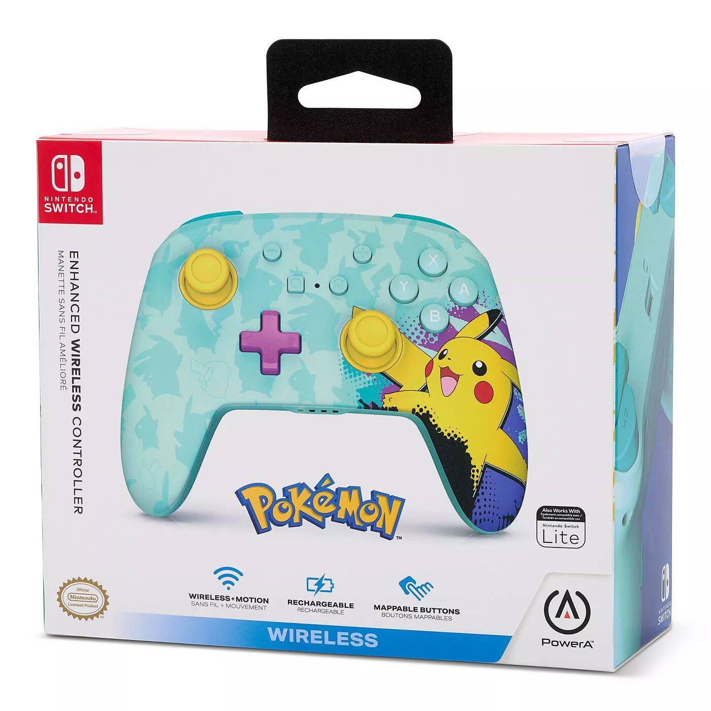 Manette Switch sans fil Pokémon Pikachu Paint neuve avec batterie longue autonomie