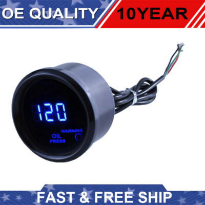 #ad 2 Inch 52mm Blue Digital LED Electronic Oil Press Pressure Gauge Auto Car $25.46