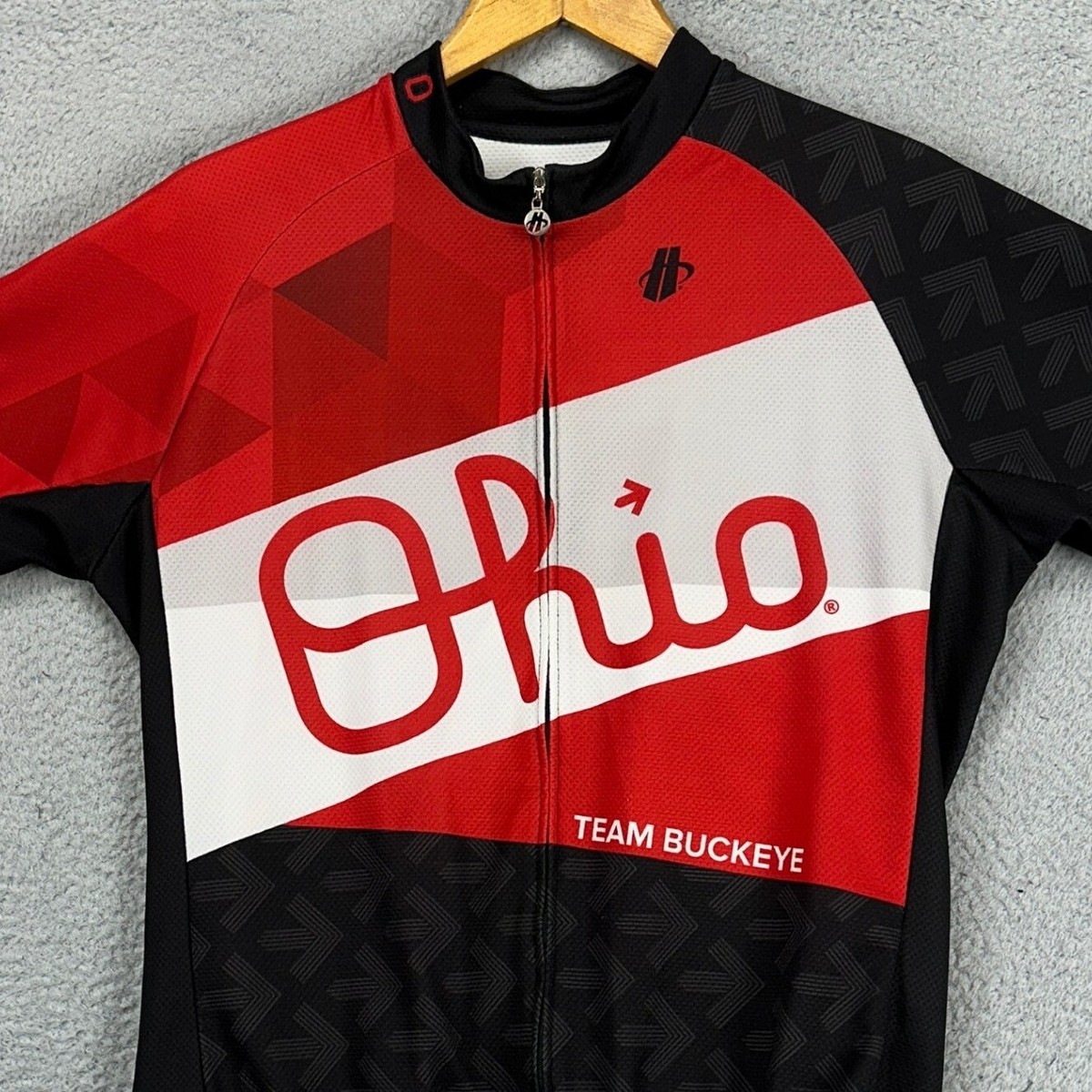 Ohio State Buckeyes Full Zip Cycling Jersey Men Large Red Black