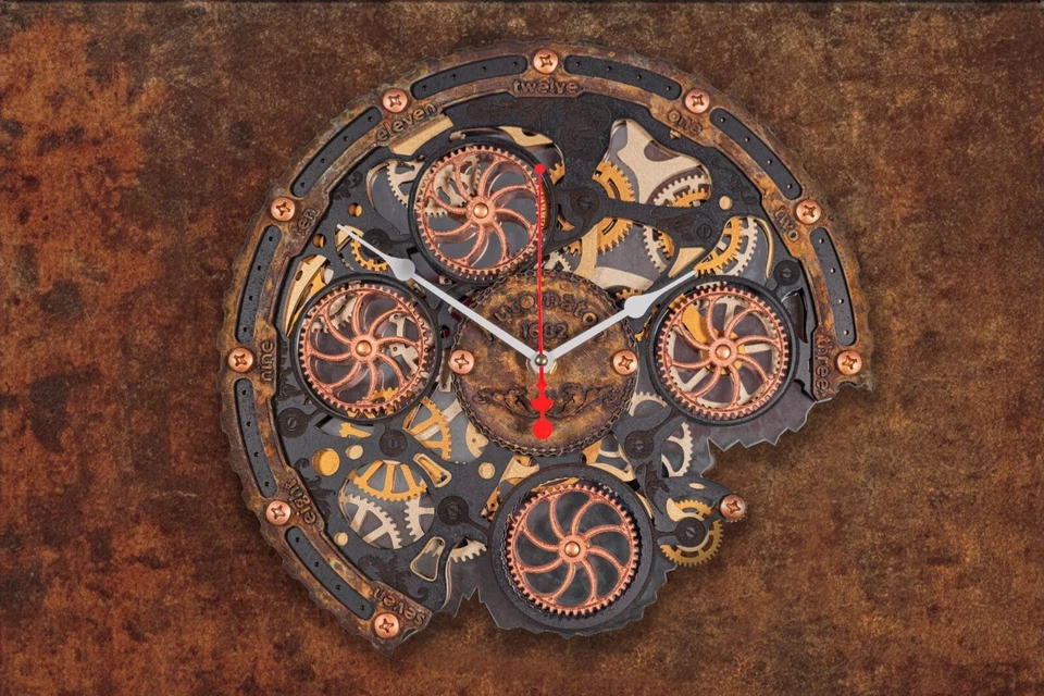 Reloj de pared náutico de óxido Automaton Bite 1682 "bajo el agua" engranajes móviles arte loft Foto 4 de 4