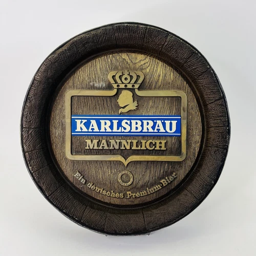 Vintage Karlsbrau Mannlich Plastic Beer Sign Man Cave Advertisement