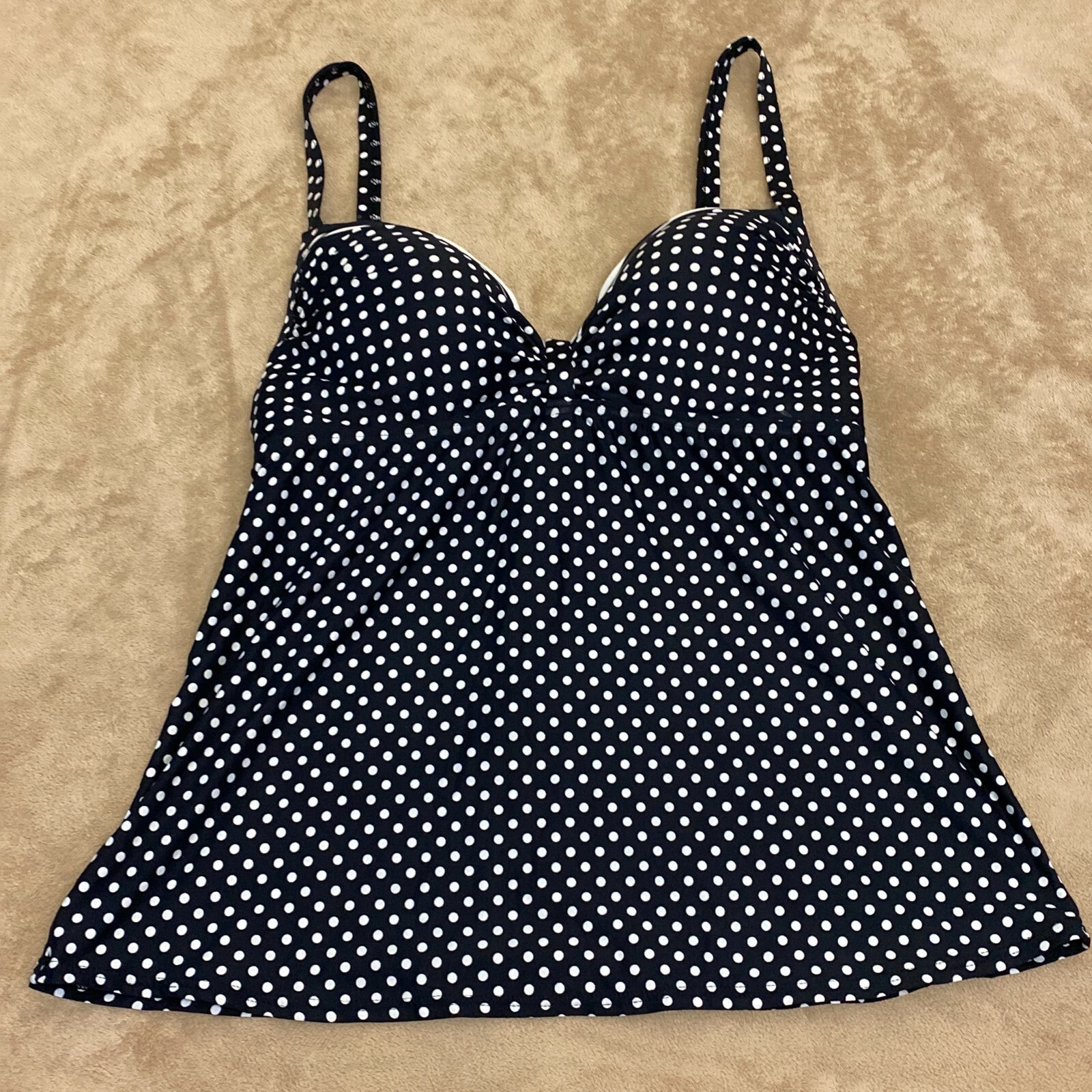 Coco Reef Womens Black White Polka Dot Spaghetti Strap Tankini Top Size  32/34C | eBay