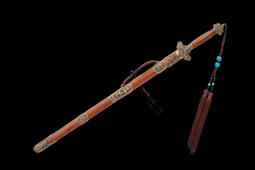 Espada Qing de acero plegada patrón hecho a mano de alta calidad arcilla hoja templada #1373 - Imagen 10 de 10