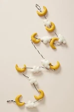 Anthropologie Moonlit Cloud Crescent Moon Felted Wool Felt Garland White Yellow