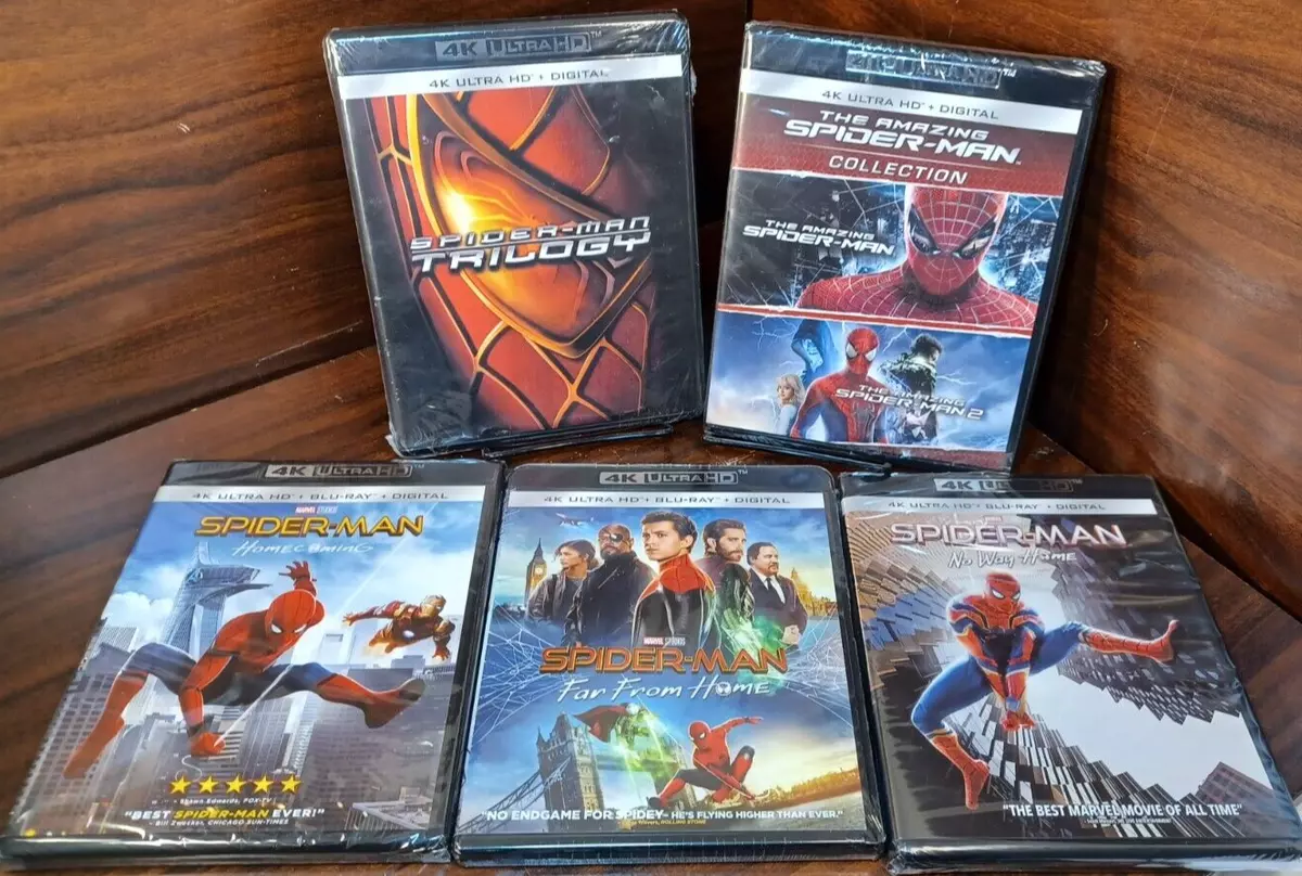  Spider-man - 8 MOVIE PACK Collection Box Set Blu-ray Into The  Spider-Verse Far From Home Homecoming Amazing Spider-man 1 & 2 Spider-man 1  2 & 3 : Tom Holland, Andrew Garfield