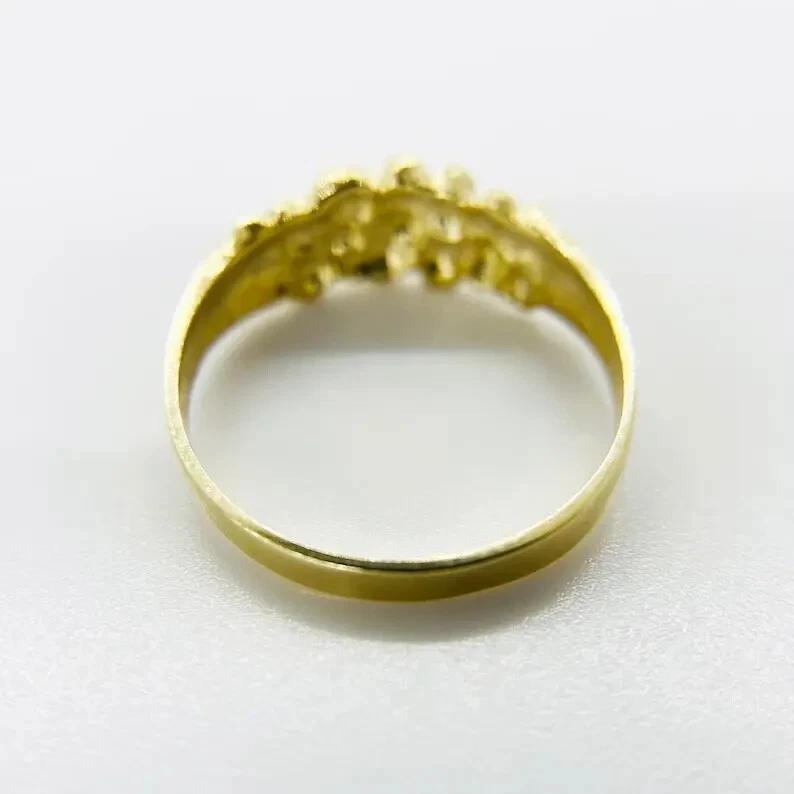 Anillo banda pepita para hombre y mujer anillo de dedo sólido enchapado en oro amarillo de 14K Foto 3 de 4