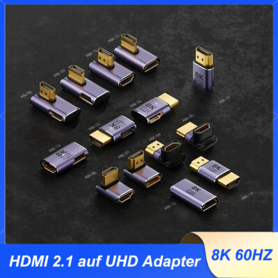 HDMI 2.1 auf 8K UHD Adapter Stecker auf Buchse 90° Winkel Adapter TV LED LCD