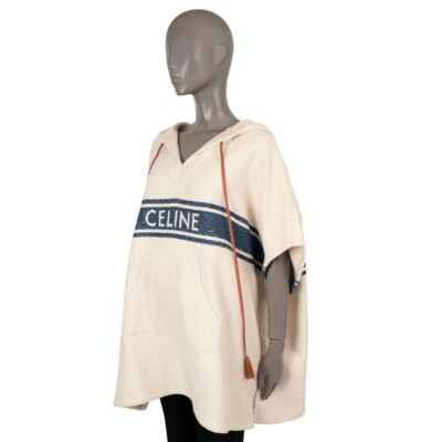 【CELINE】BAJA JACKET●RV0NW002897MI 69746 auth CELINE cream & navy cotton 2021 BAJA PONCHO