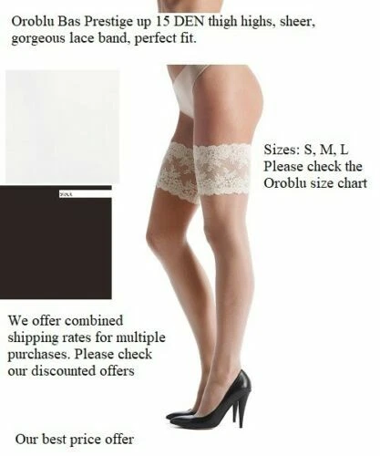 5 Pack Oroblu Prestige Up 15 den sheer matt 14 cm floral lace band - Image 3 of 4