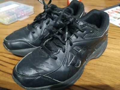 asics black leather school shoes