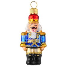 MINI ROYAL GUARD BLUE EUROPEAN BLOWN GLASS CHRISTMAS TREE ORNAMENT 073