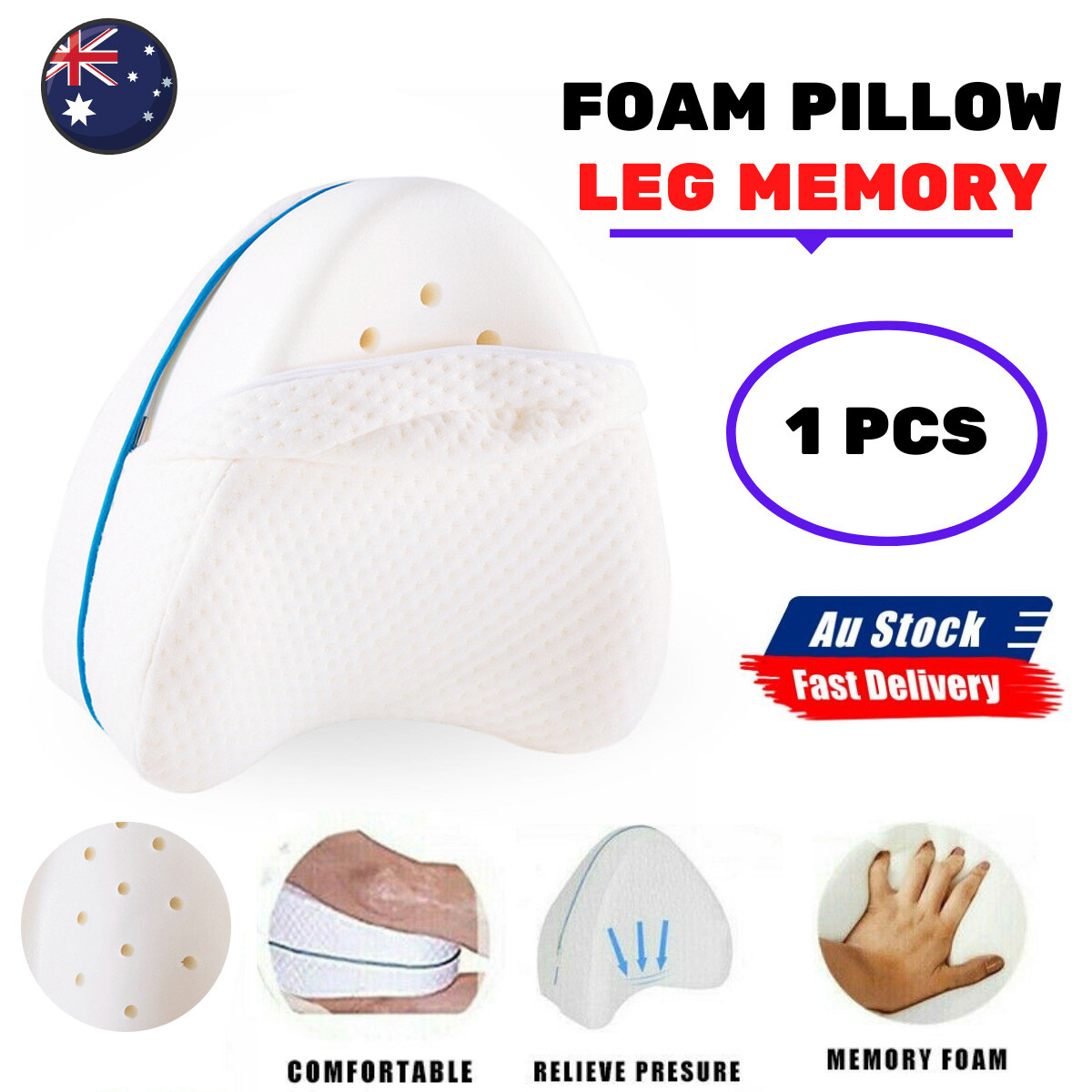 Memory Foam Knee Support Pain Relief Leg Pillow Cushion Washable