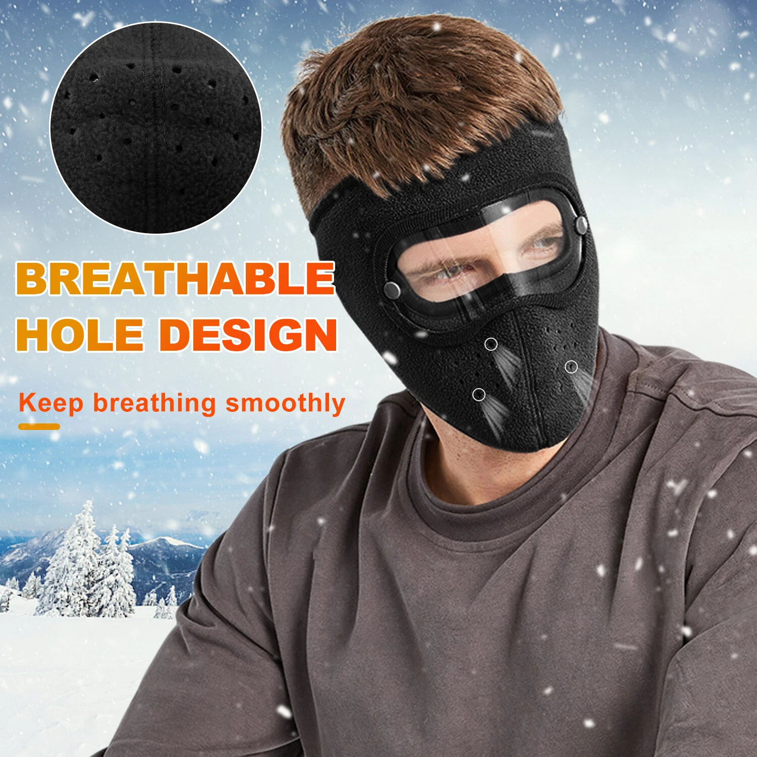 Fleece Warm Winter Balaclava Face Mask With Anti-Fog Goggles Windproof Skull Cap - Picture 8 of 68