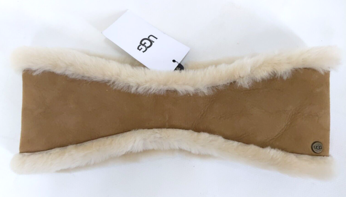 Womens UGG Sheepskin Reversible Headband - Chestnut Size L/xl